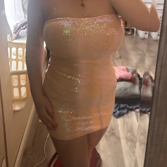 Fashion Nova Sequin Pink Streetwear Tight Short Dress - Picture 3 of 8